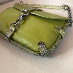 Cynthia Rowley Handbag Green with Snakeskin Trim